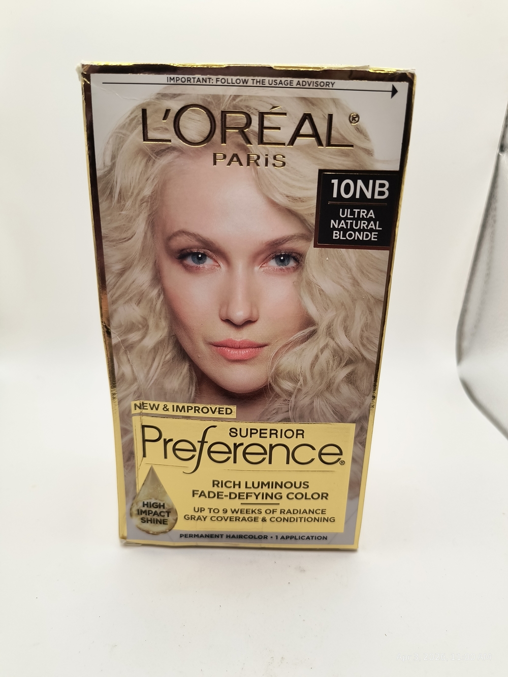 L'Oreal Preference Fade-Defying Shine Hair Perm Color Ultra Natural Blonde 10NB